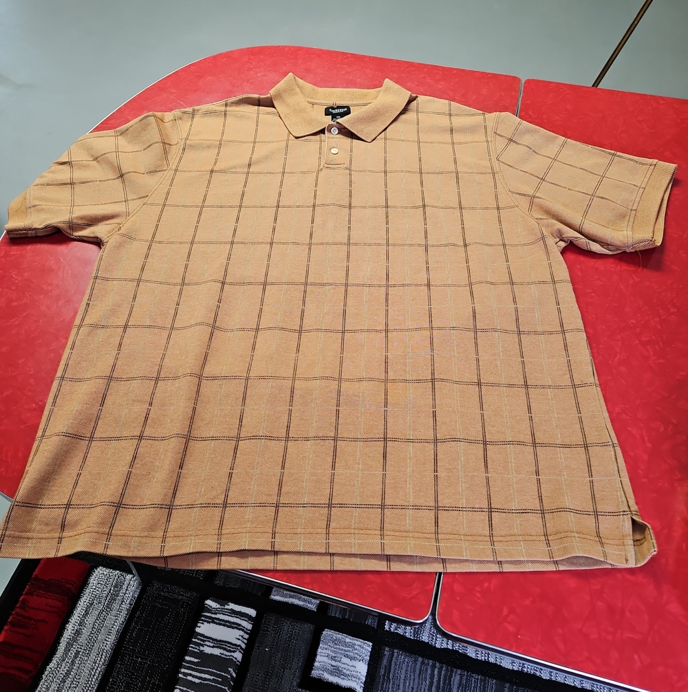 Van Heusen Men's Tan Windowpane Polo